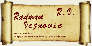 Radman Vejnović vizit kartica